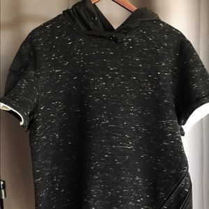 Cut and sew short sleeve hoodie